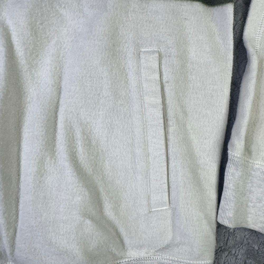 Chaps Fleece Pullover Mens Large Striped Quarter Button Mock Neck Cream Sweater - Picture 6 of 16